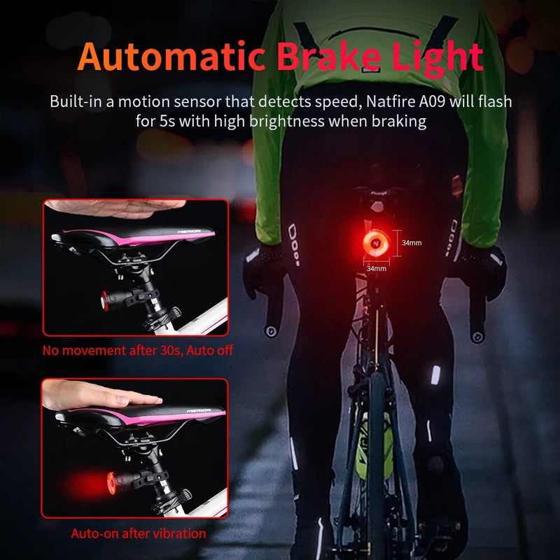 Smart auto brake sensing bicycle tail light, view 11 - MRSLM