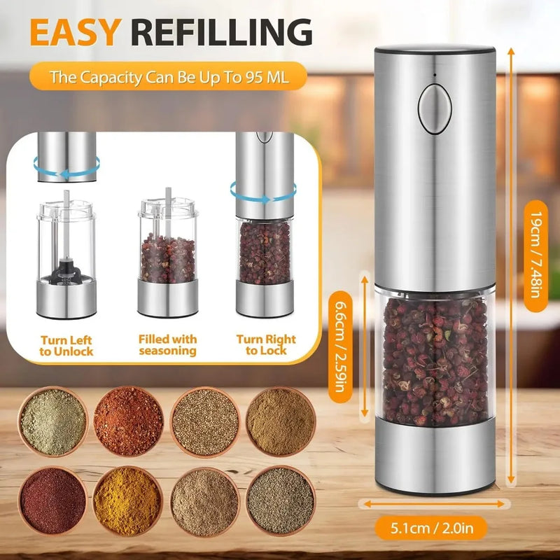 electric salt and pepper grinder set, view 3 - MRSLM
