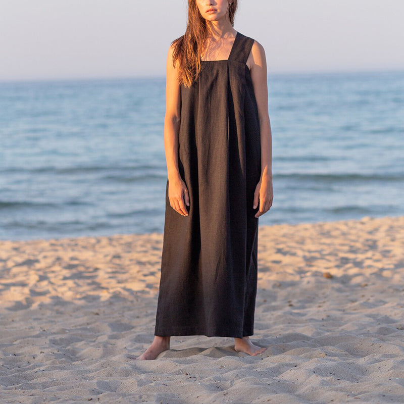 square collar sleeveless midi sundress, view 3 - MRSLM