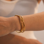 18K gold plated multi-layer cuff bracelet, view 5 - MRSLM