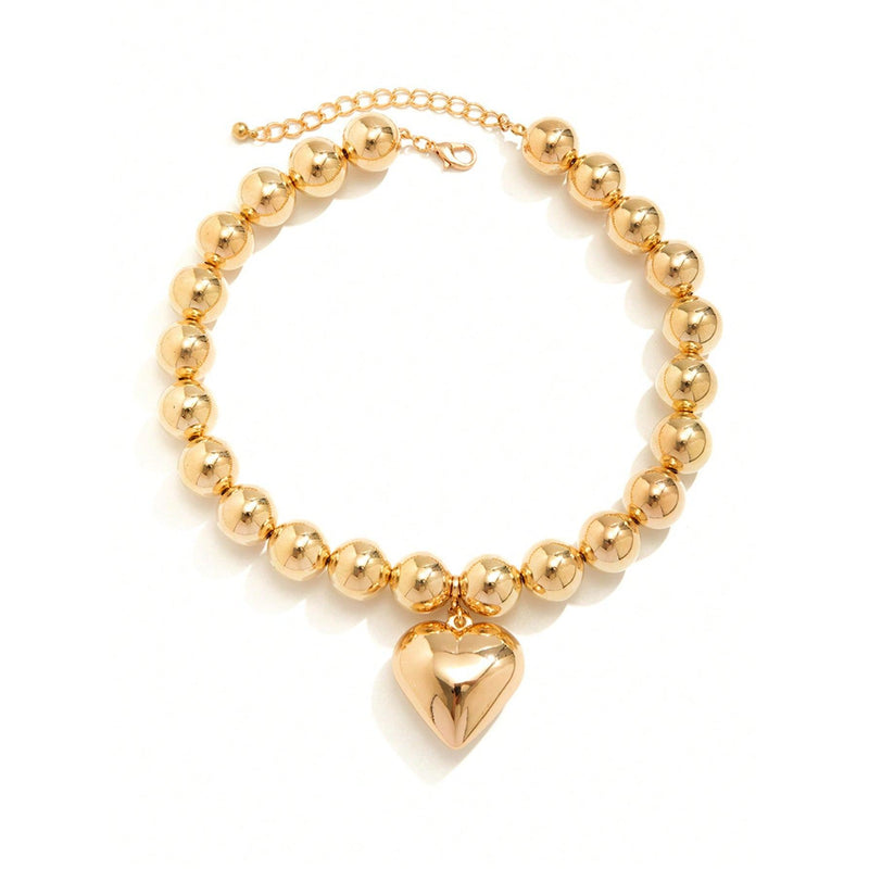 acrylic heart pendant choker necklace, view 2 - MRSLM
