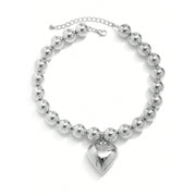 acrylic heart pendant choker necklace, view 3 - MRSLM
