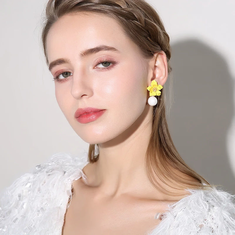 flower drop earrings, view 4 - MRSLM