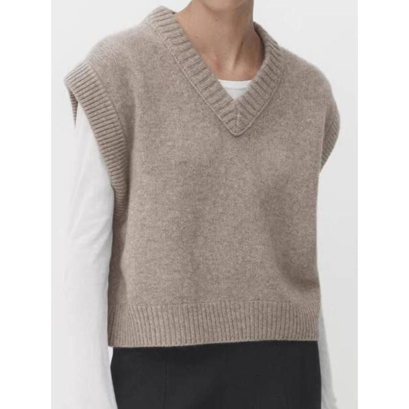 Women's knitted V-neck vest, view 2 - MRSLM