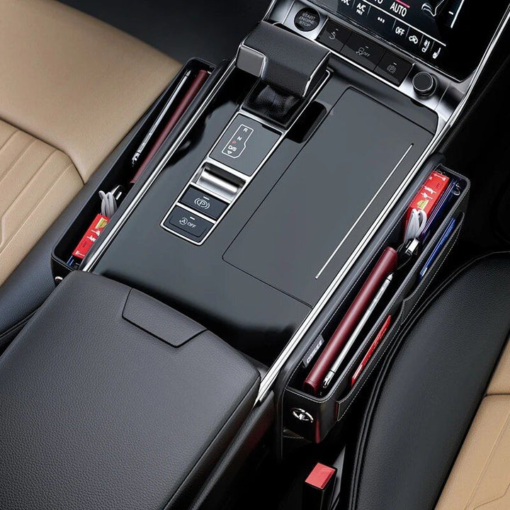 Luxury Leather Car Seat Gap Organizer - Sleek Console Side Pocket Storage