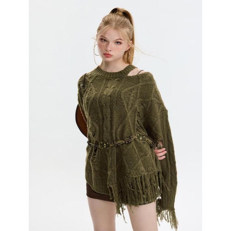 knitted hollow out pullover, view 6 - MRSLM
