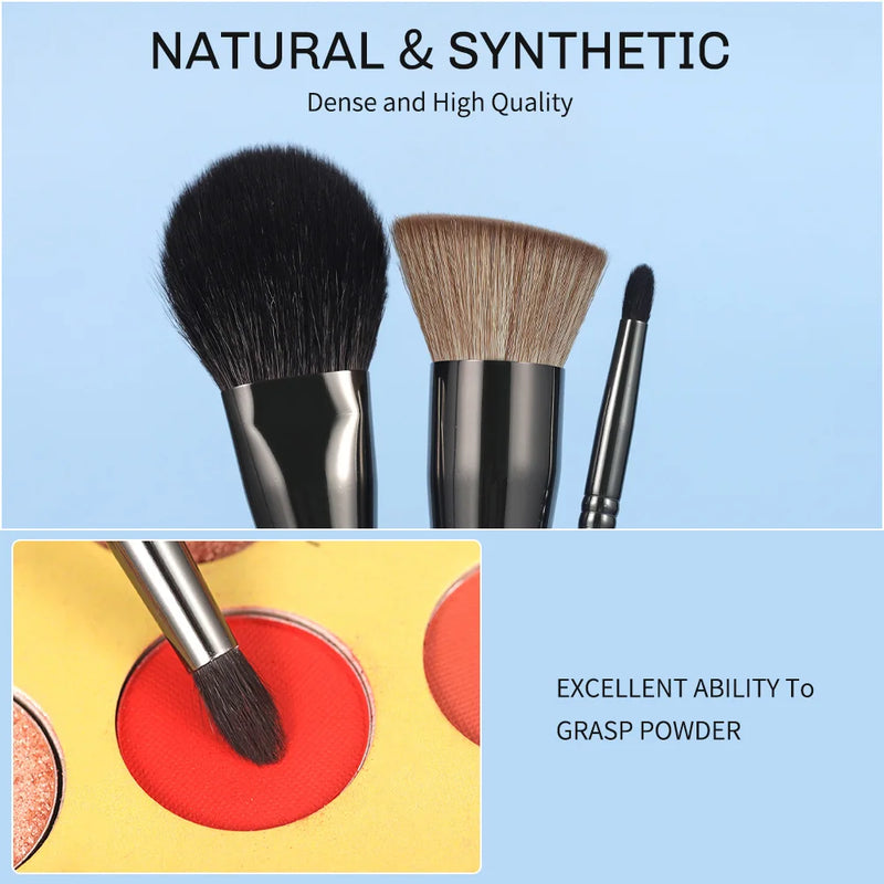 3-piece makeup brush set with bag, view 6 - MRSLM