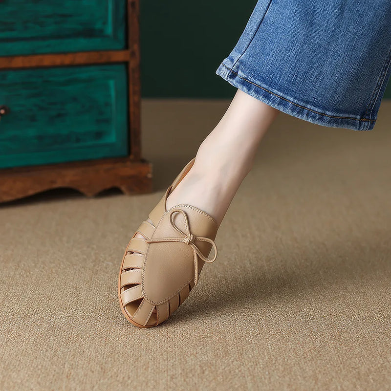 summer leather mules with low square heel, view 6 - MRSLM