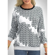 women's digital print raglan sleeve sweater, view 2 - MRSLM