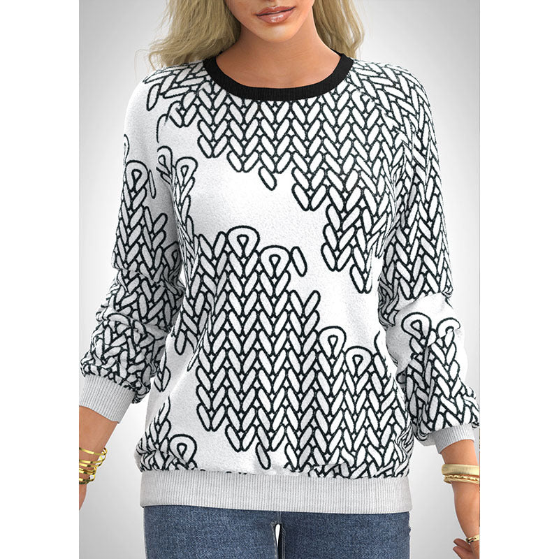 women's digital print raglan sleeve sweater, view 2 - MRSLM