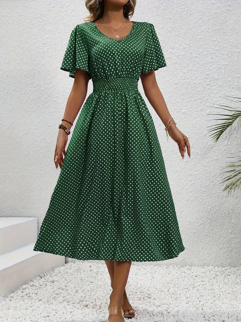 small floral print short sleeve dress, view 9 - MRSLM