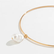imitation pearl pendant choker necklace, view 5 - MRSLM