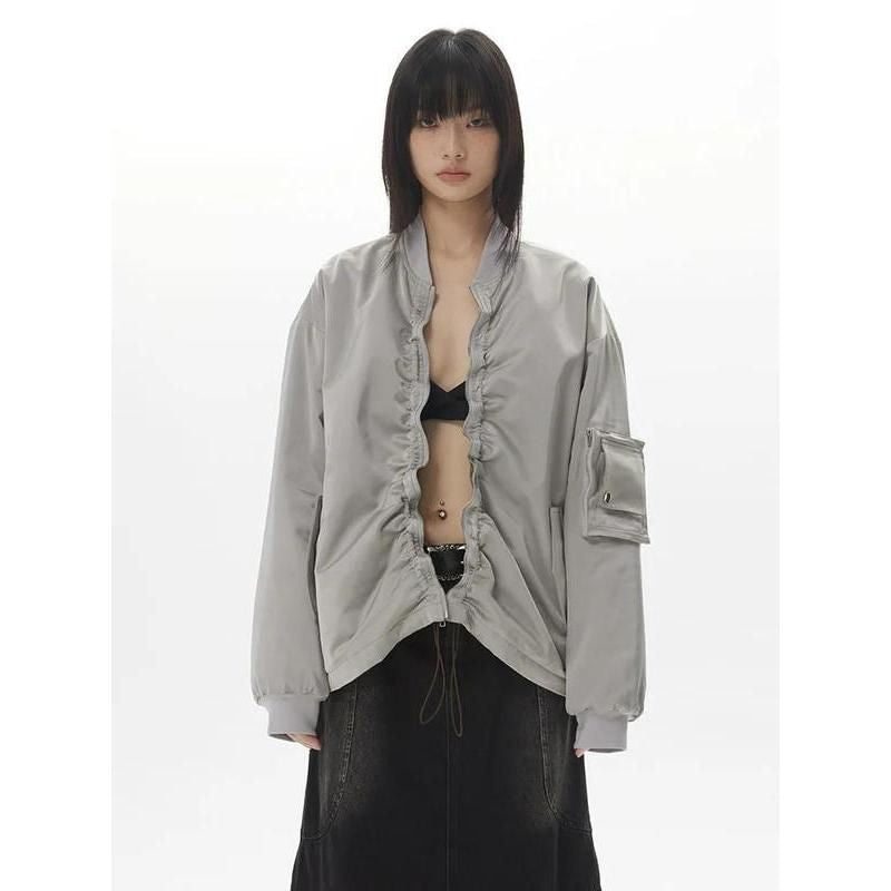 women's pleated zipper cotton jacket, view 2 - MRSLM