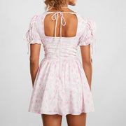 floral v-neck mini dress, view 7 - MRSLM