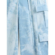 high waist tie dye straight denim pants, view 5 - MRSLM