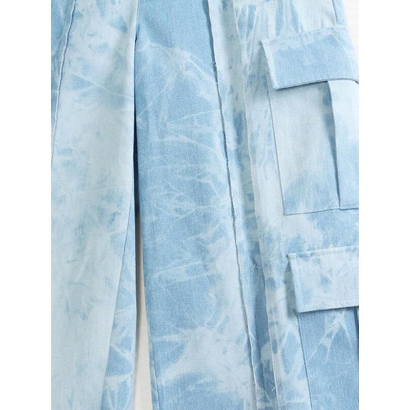 high waist tie dye straight denim pants, view 5 - MRSLM