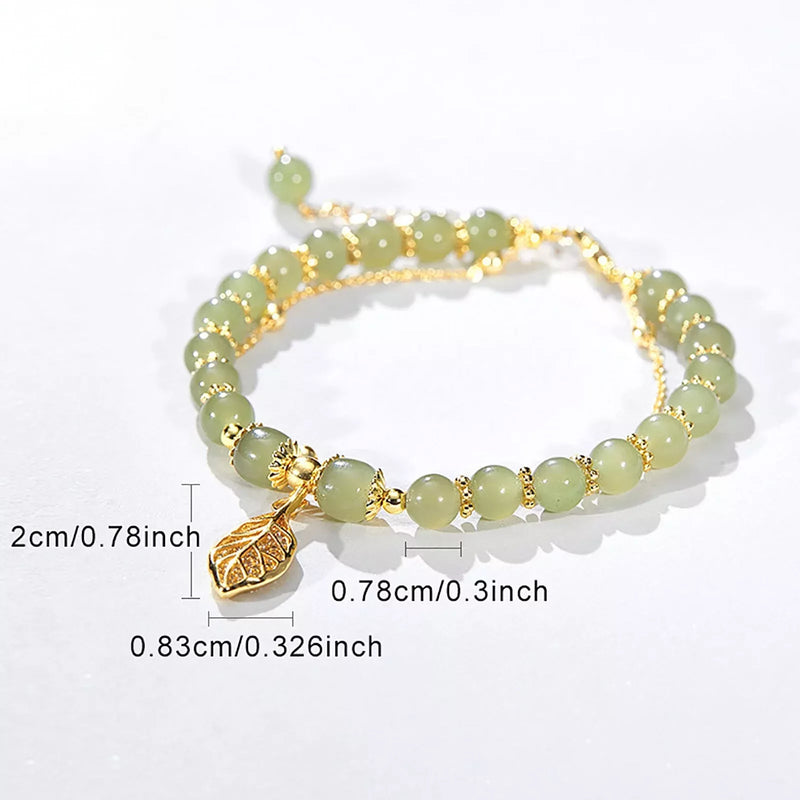 green gold leaf bracelet, view 9 - MRSLM