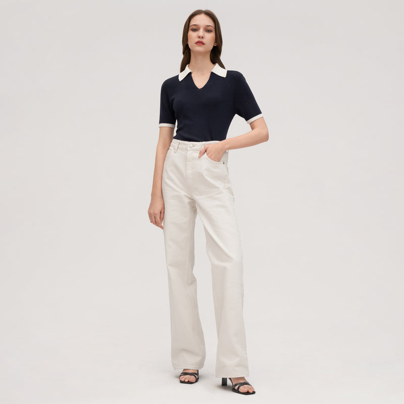 women's silk knit polo, view 2 - MRSLM
