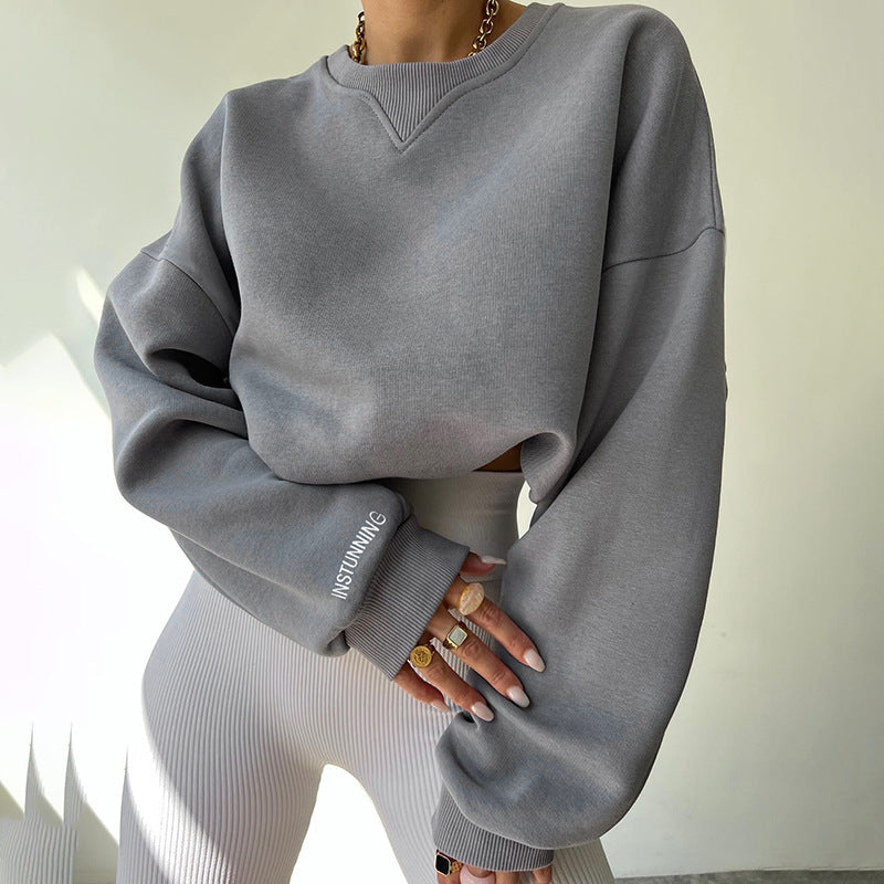 women's loose round neck pullover sweater, view 5 - MRSLM