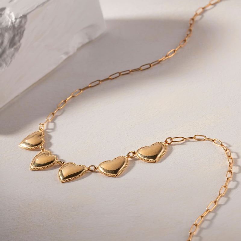 gold-plated heart pendant necklace, view 3 - MRSLM