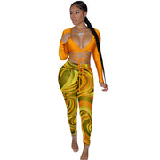 mesh floral print two-piece set, view 5 - MRSLM