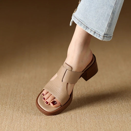 peep toe leather high heel sandals - MRSLM