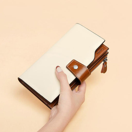 elegant women's long leather wallet - MRSLM