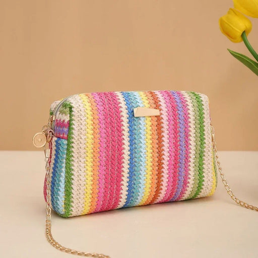 rattan knit straw crossbody bag - MRSLM