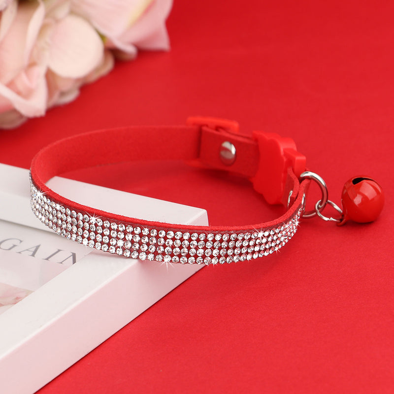 soft suede rhinestone cat collar, view 5 - MRSLM