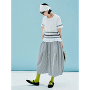 plaid lace color block T-shirt, view 6 - MRSLM