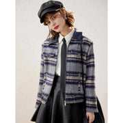 vintage plaid turn-down collar jacket, view 3 - MRSLM