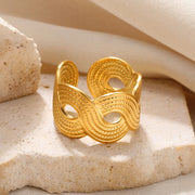 vintage stainless steel adjustable geometric ring, view 4 - MRSLM