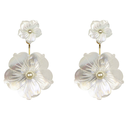 natural purple flower shell earrings, view 4 - MRSLM