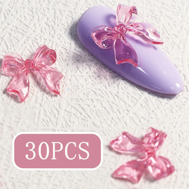 candy pink bow nail charms, view 7 - MRSLM