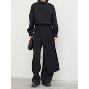 pleated sweatshirt wide leg pants set, view 4 - MRSLM