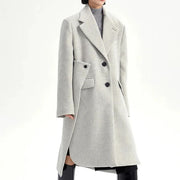 light gray long overcoat for women, view 5 - MRSLM