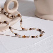 gold plated tiger eye bead necklace, view 4 - MRSLM