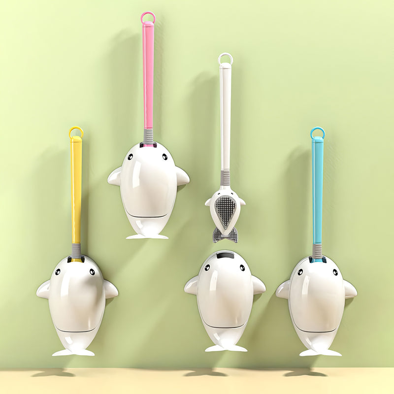 whale-themed silicone toilet brush with wall mount, view 6 - MRSLM
