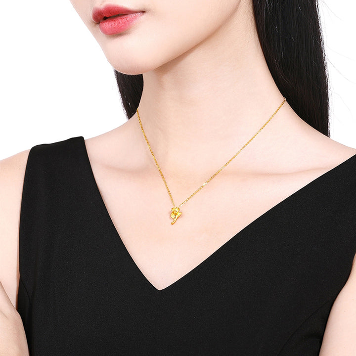 Women's Gold Rose Pendant Necklace