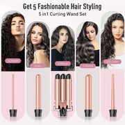 5-in-1 curling wand with 3-barrel waver, view 5 - MRSLM