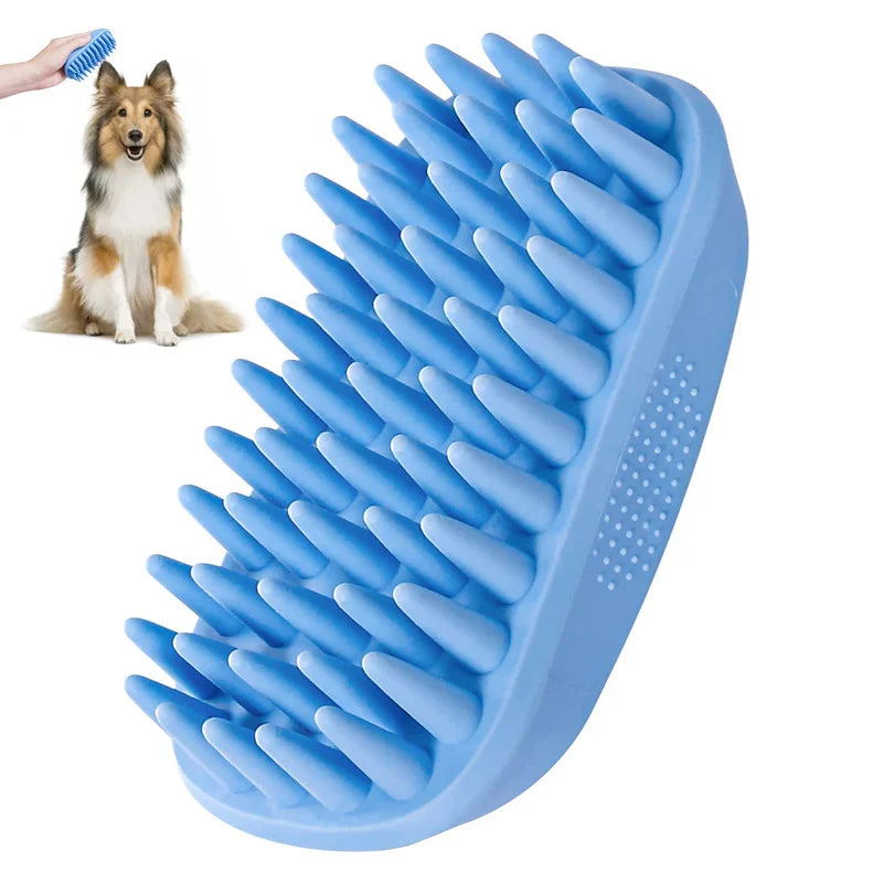 soft silicone pet bath and grooming brush, view 7 - MRSLM