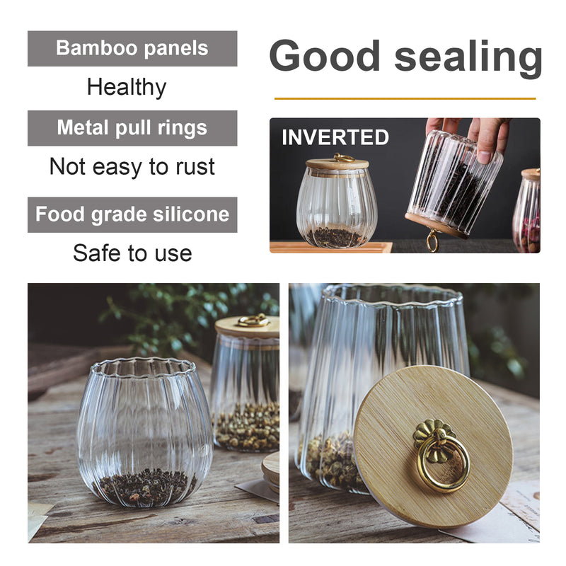 glass storage jars with bamboo lid, view 6 - MRSLM