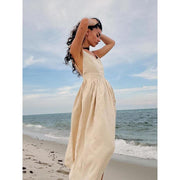 summer breeze cotton v-neck midi dress, view 8 - MRSLM