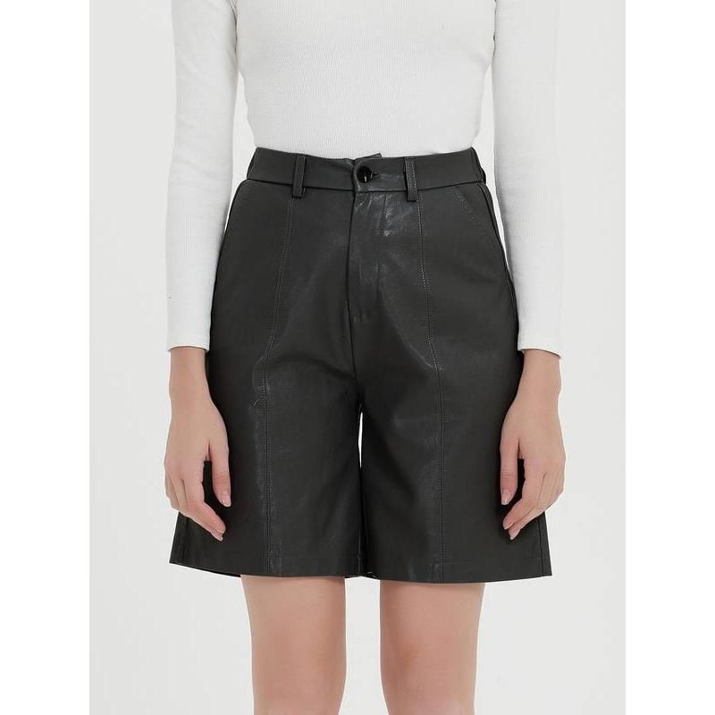 knee-length PU leather shorts, view 8 - MRSLM
