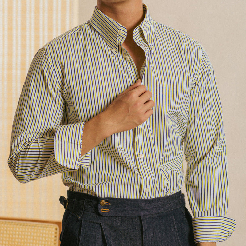 casual long sleeve striped shirt for men, view 2 - MRSLM