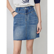 High-waist denim mini skirt, view 2 - MRSLM