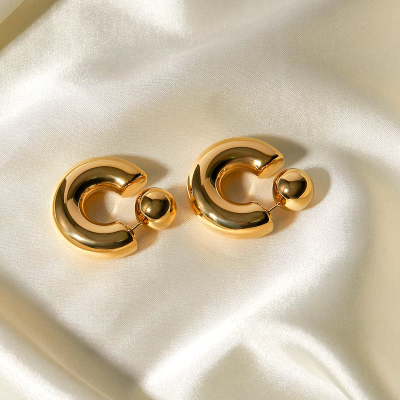 chunky geometric c-shaped earrings, view 3 - MRSLM