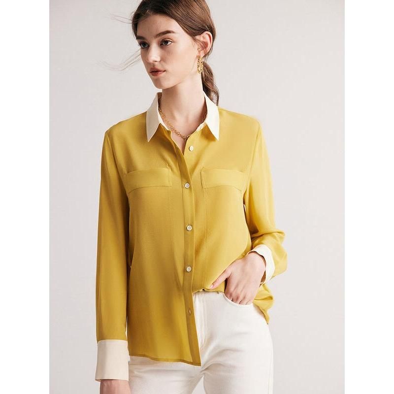 Chic Silk Crepe De Chine Dress Shirt for Women