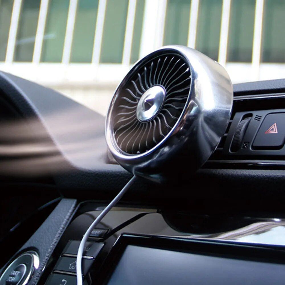 USB Car Vent Fan with 3 Speeds & Colorful LED Light