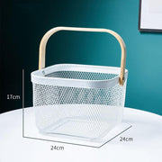 iron fruit basket with bamboo handle, view 3 - MRSLM